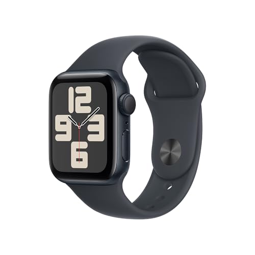 Apple Watch SE GPS • Caixa meia-noite de alumínio – 40 mm • Pulseira esportiva meia-noite – P/M