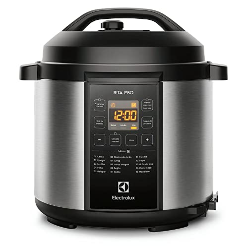 Panela pressão elétrica Electrolux digital capacidade 6L silenciosa segura 10 travas segurança 15 receitas pré-programadas 3 níveis pressão PCC20 inox preto 220v por Rita Lobo