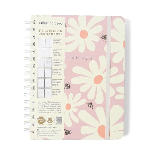 PLANNER PERMANENTE WIRE-O MELISSA SEMANAL NOTAS A5 PINK BLOOMY